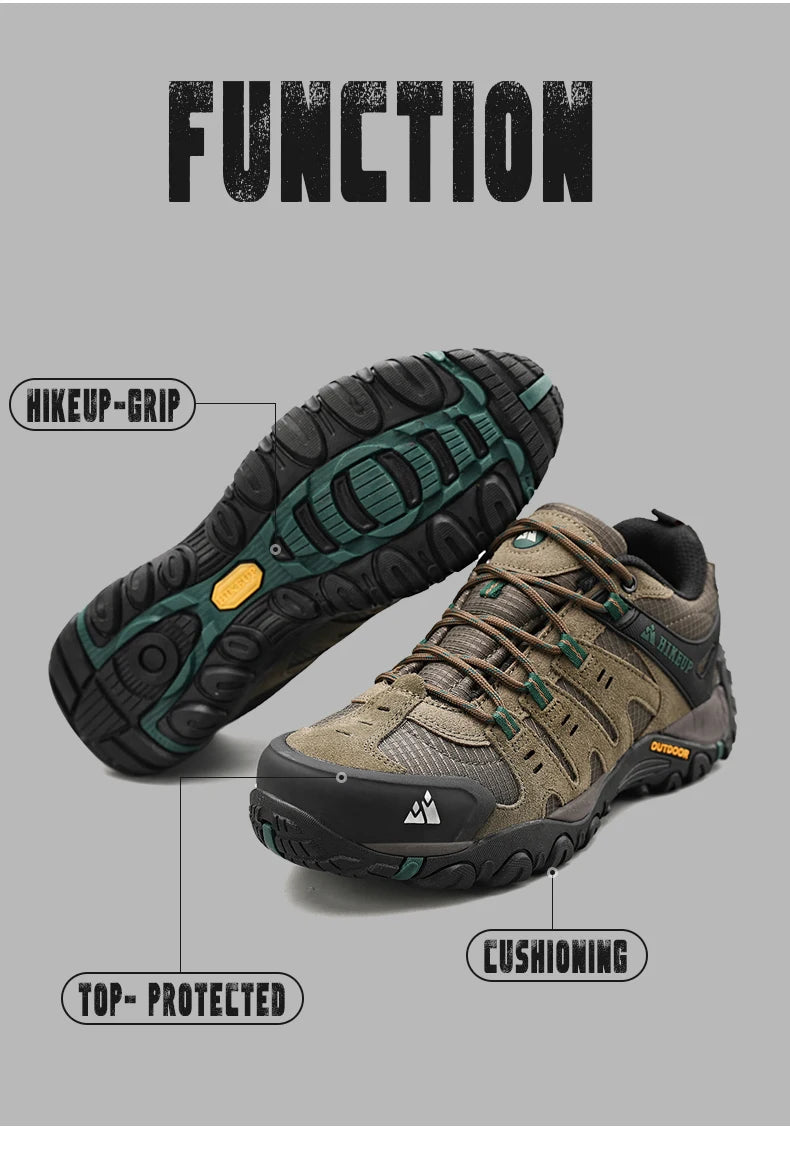 HIKEUP Men's Suede Leather Hiking Shoes – Outdoor Trekking